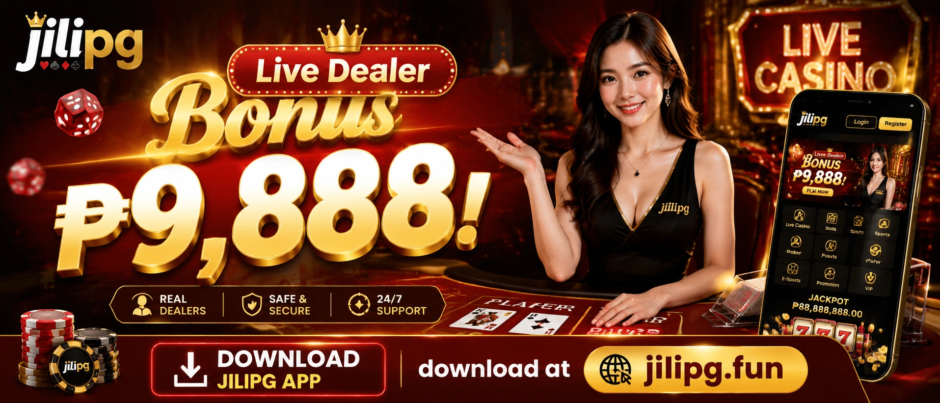 Live casino table with a bright studio set and dealer interface